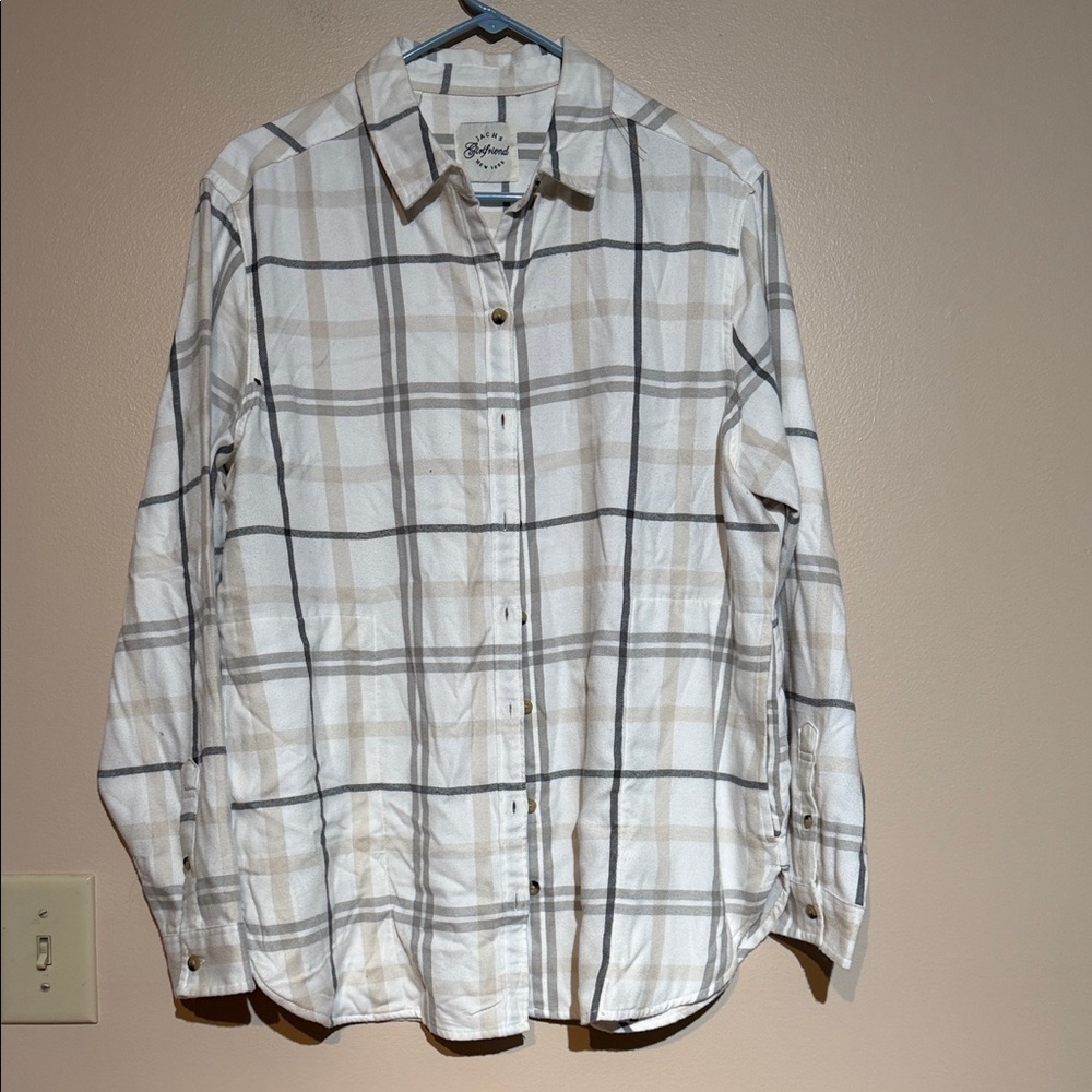 Jachs Girlfriend Cream Plaid Button-Down Shirt